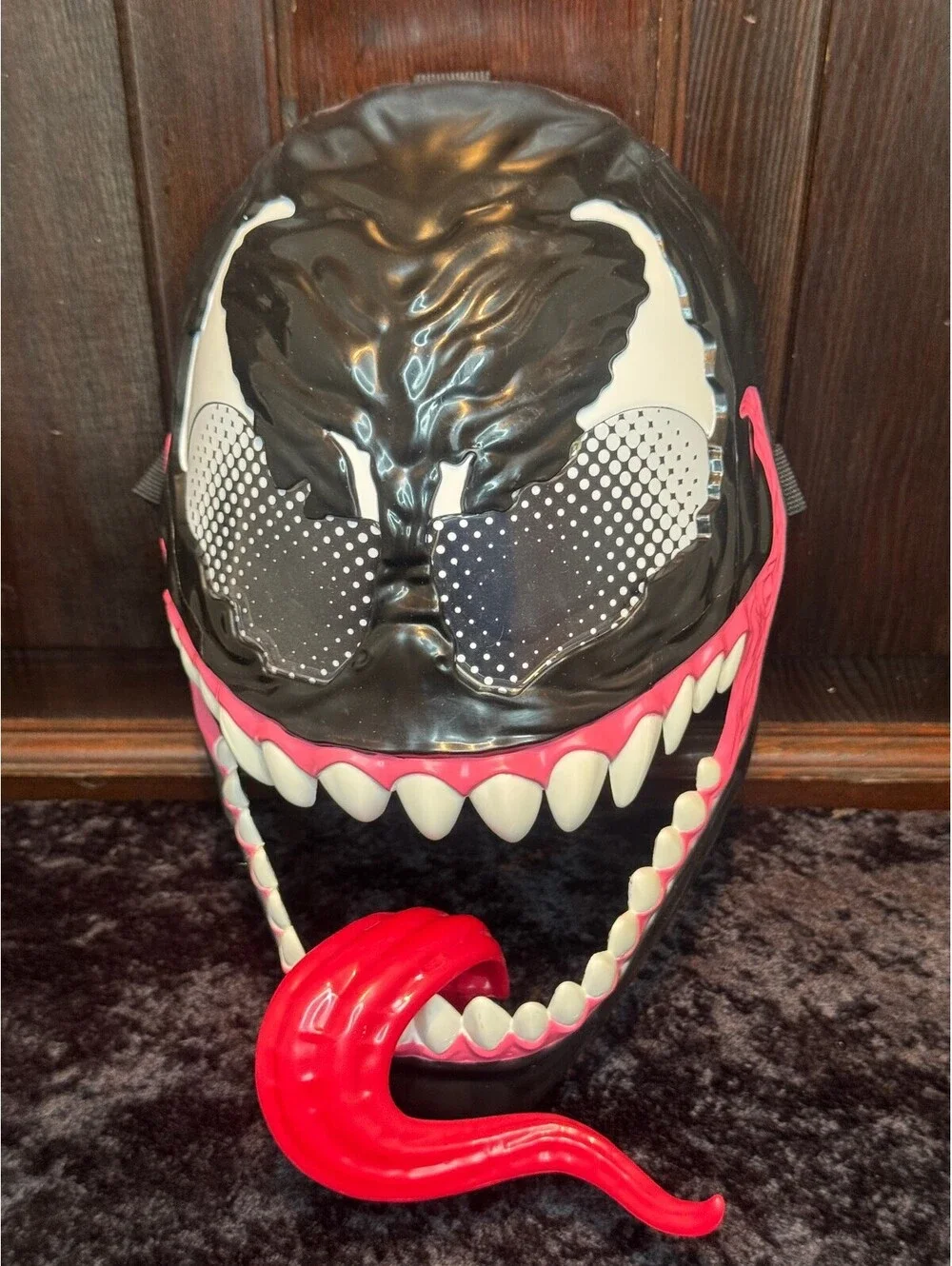 Venom Character Face Mask with Red Tongue